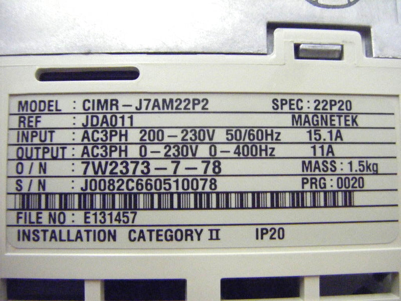 Yaskawa 3 HP Variable Speed Controller Yaskawa 