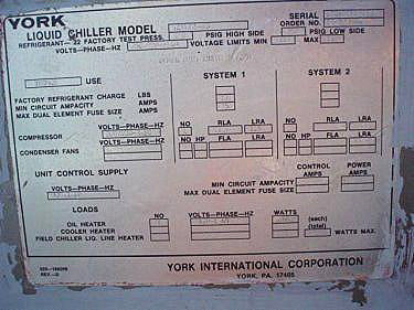 York Water-Cooled Liquid Chiller - 5 Tons York 
