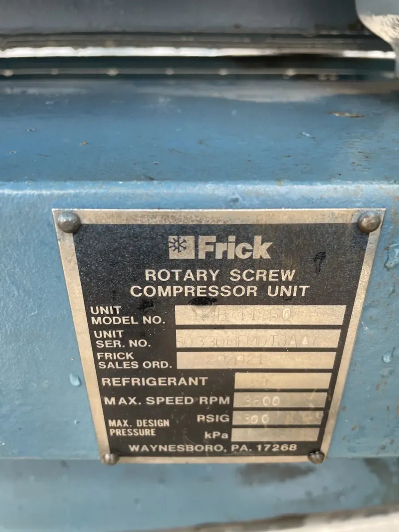 Paquete de compresor de tornillo rotativo Frick RWB-II-60 (Frick TDSH163S, 200 HP 460 V, panel de micro control Johnson Controls)