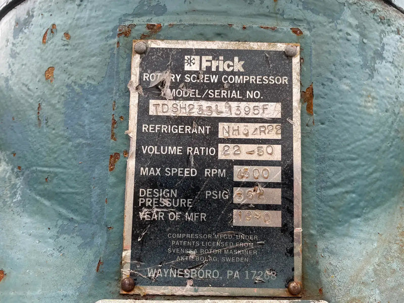 Paquete de compresor de tornillo rotativo Frick RWB II 222 (Frick TDSH233L, 500 HP 460 V, micro panel de control)